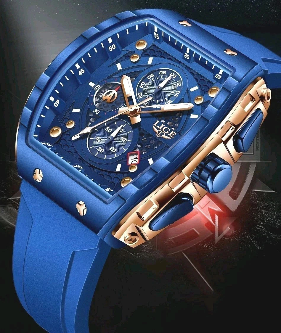 LIGE Mens Army Military Big Watch Quartz Date Waterproof Sports Chronograph New
