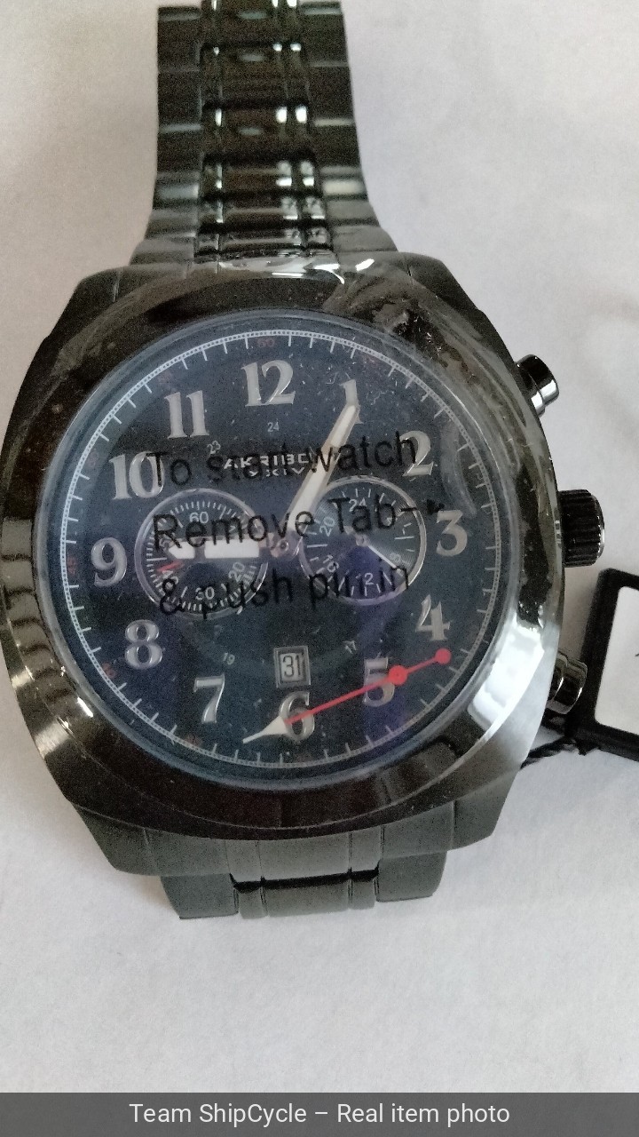 DEFECTIVE Mens Akribos XXIV AK624BK Black Chronograph Date Stainless Ste G3D