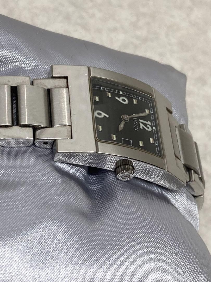 GUCCI Watch 7700L Date Silver Black Dial Quartz Working Ladies No Box Used item
