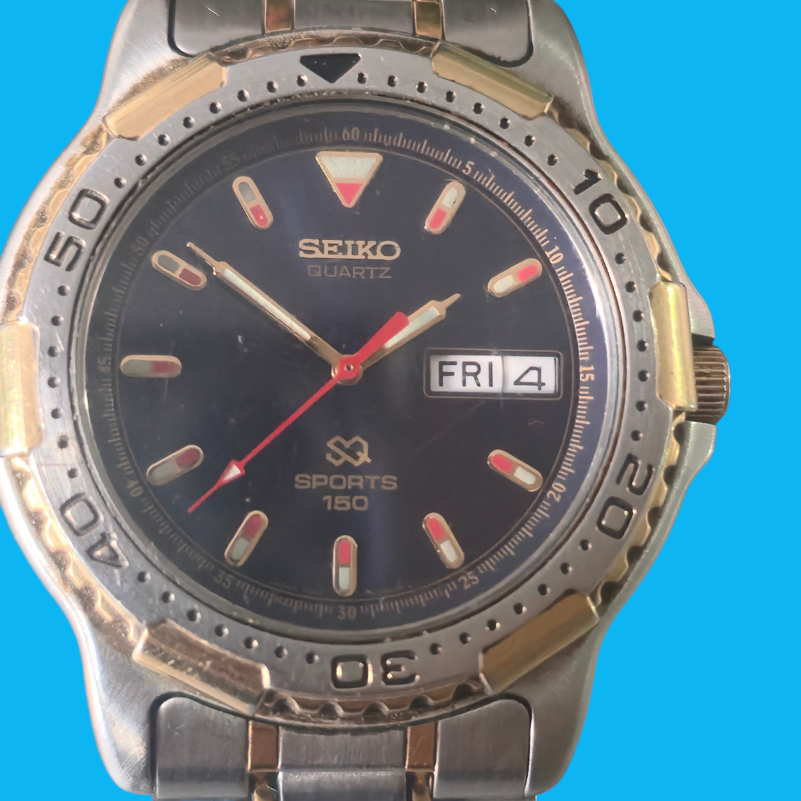 Vintage Seiko SQ Sports 150 Quartz Men’s Watch – Two-Tone – Day/Date – 7N43-6020