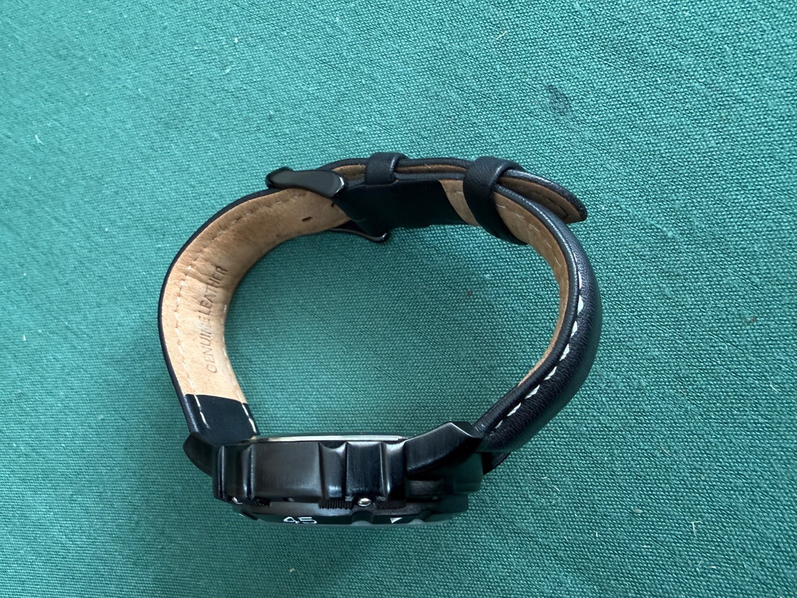 Snap On Quartz Watch Black Mens 3ATM Black Leather Strap