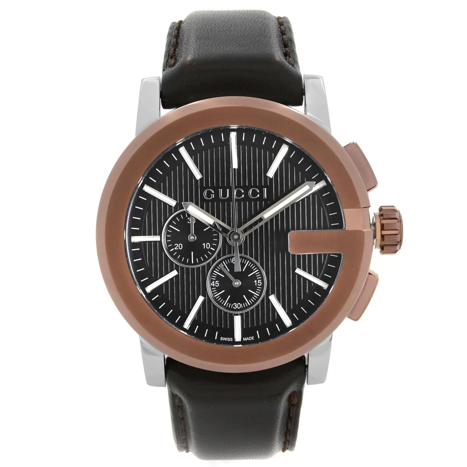 Gucci G-Chrono XL Chronograph Steel Black Dial Quartz Mens Watch YA101202