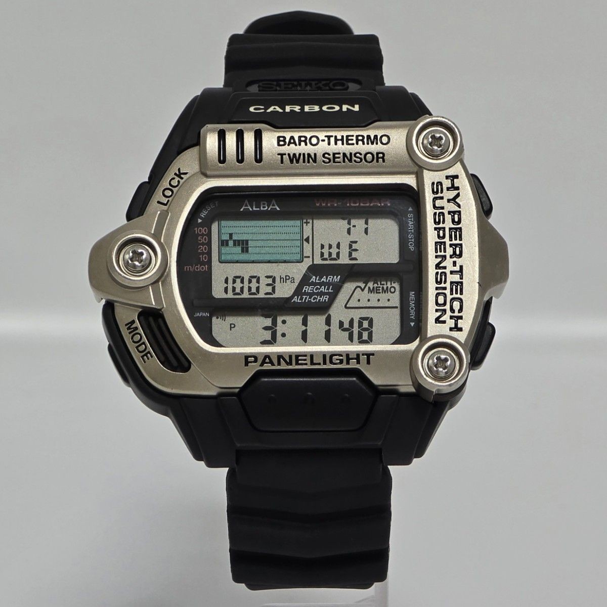 Seiko ALBA Hyper Tech W780-5A00 Twin Sensor Baro Thermo Digital Watch Japan
