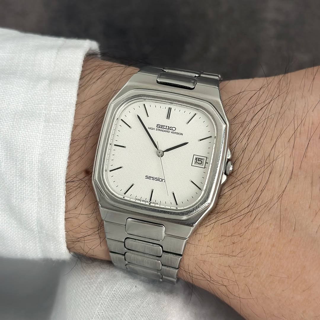 Rare Seiko High Standart Version TV Shape Session WHite Dial Date Baton Dress
