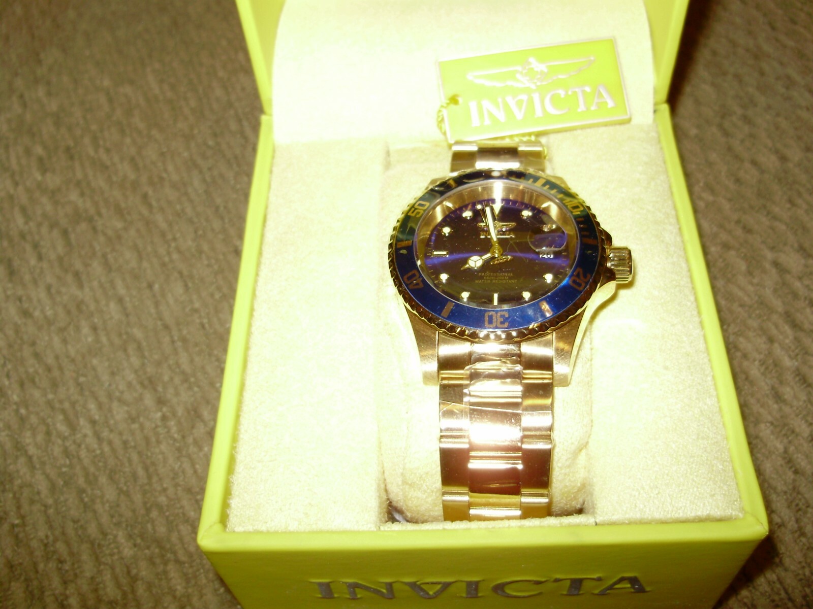 Invicta 26974 Pro Driver Men’s Stainless Steel Quartz Wrist Watch 40mm Gold Blue