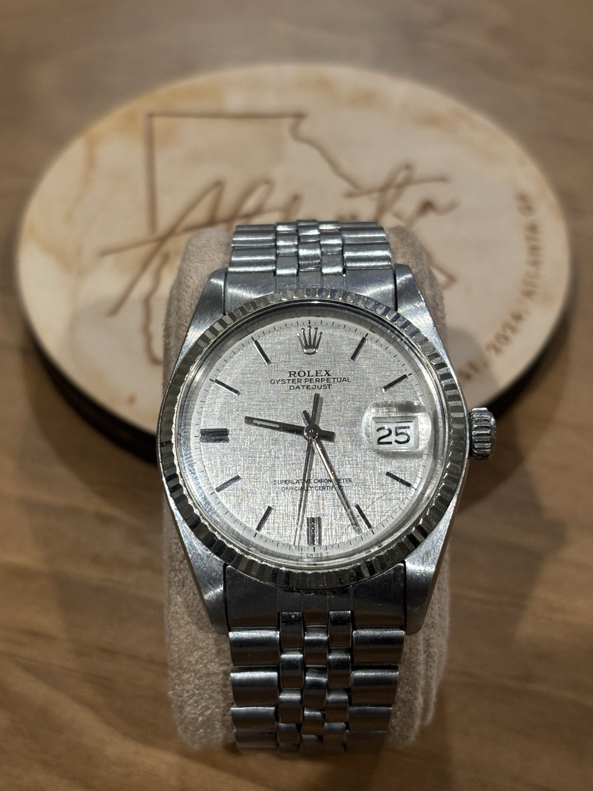 Rolex Datejust Linen Dial Stainless Steel 36mm Automatic Men’s Watch 1601