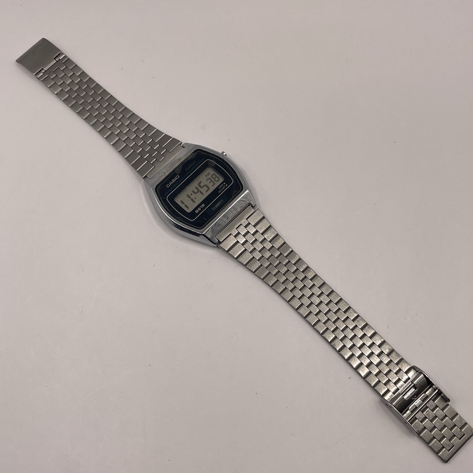 Vintage Casio B612 Digital Watch Module 350 Silver Stainless Japan Rare Works