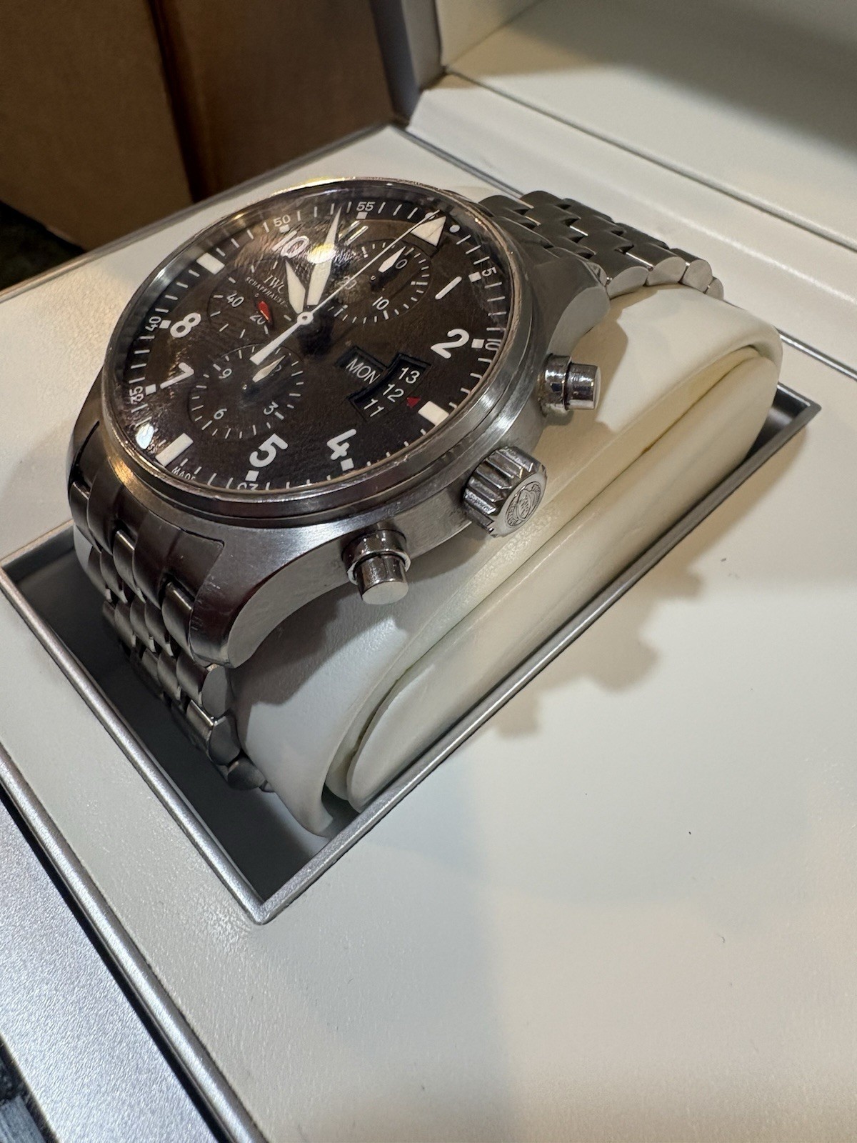 IWC Pilot Chronograph 43mm IW377704 IW377701 Black Dial Day Date Box Papers
