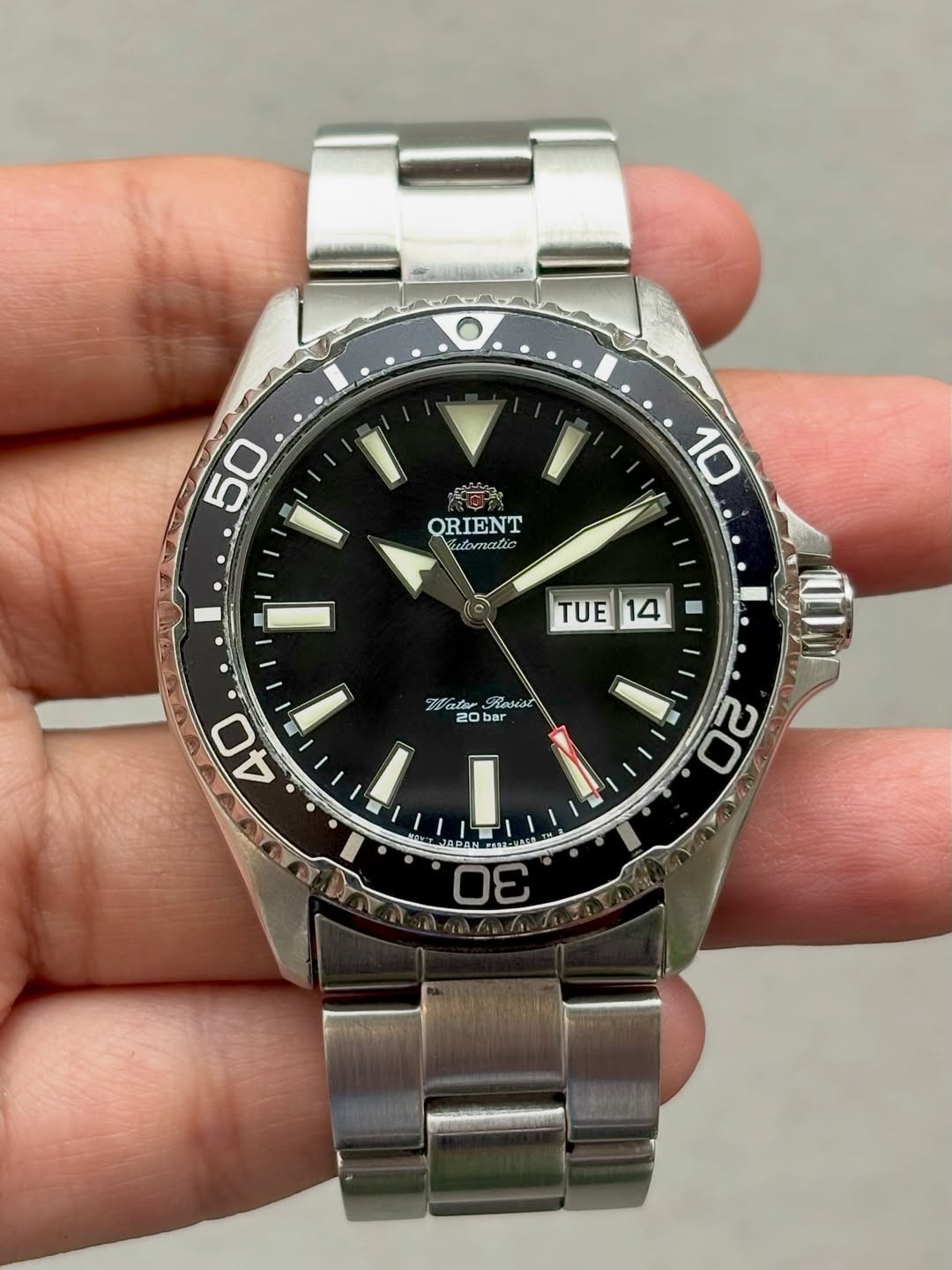Rare Orient Kamasu mako iii black Automatic RA-AA0001B19B Day Date Watch Diver