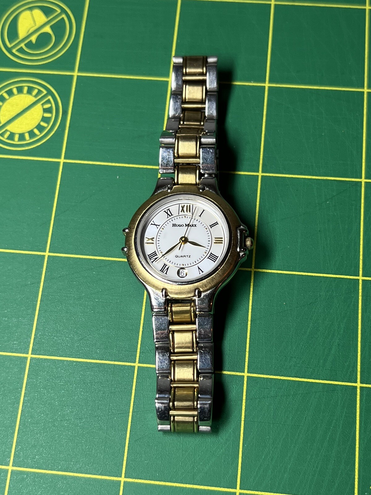 Hugo Max Two Tone Quartz Analog Ladies Watch 18k Gold Plated