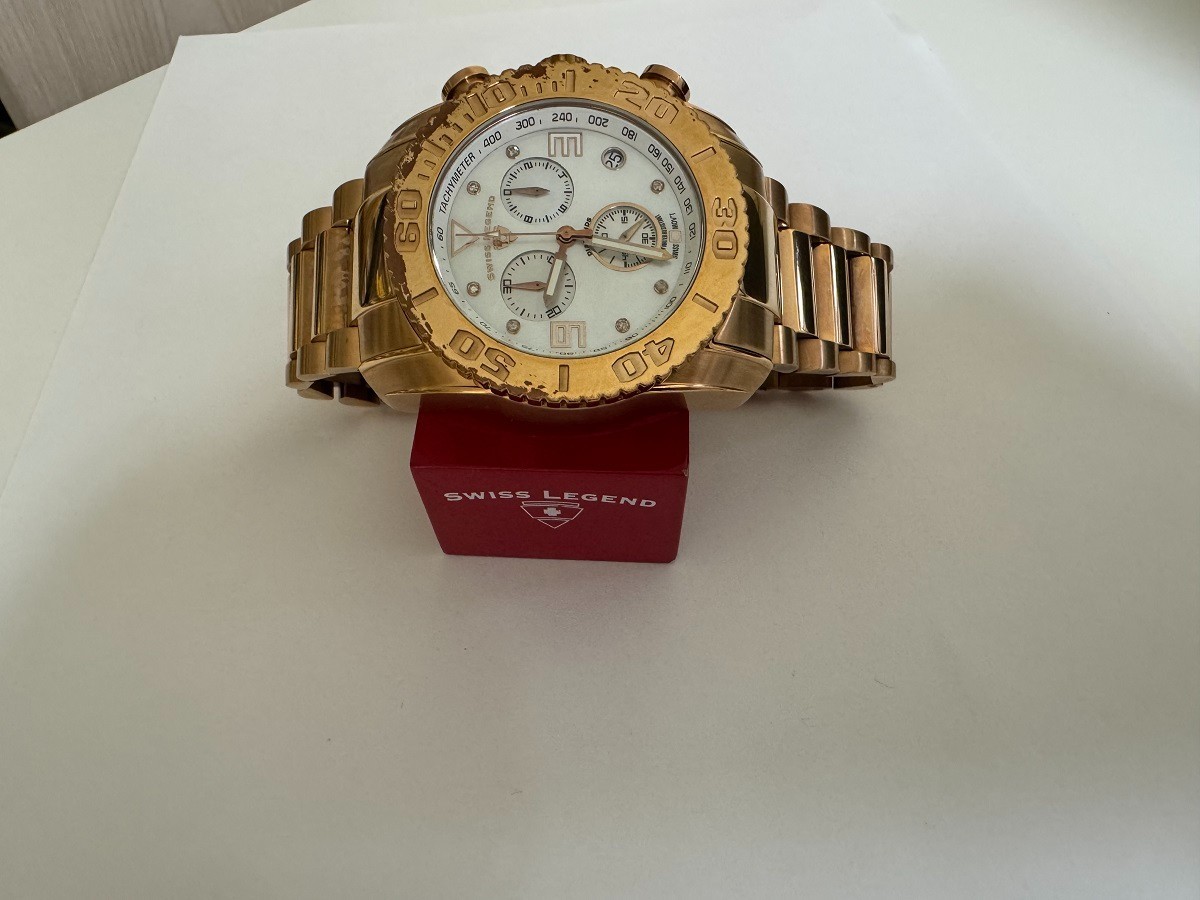 Swiss Legend 20118-RG Commander Chronograph White MOP diamond dial Watch 46mm