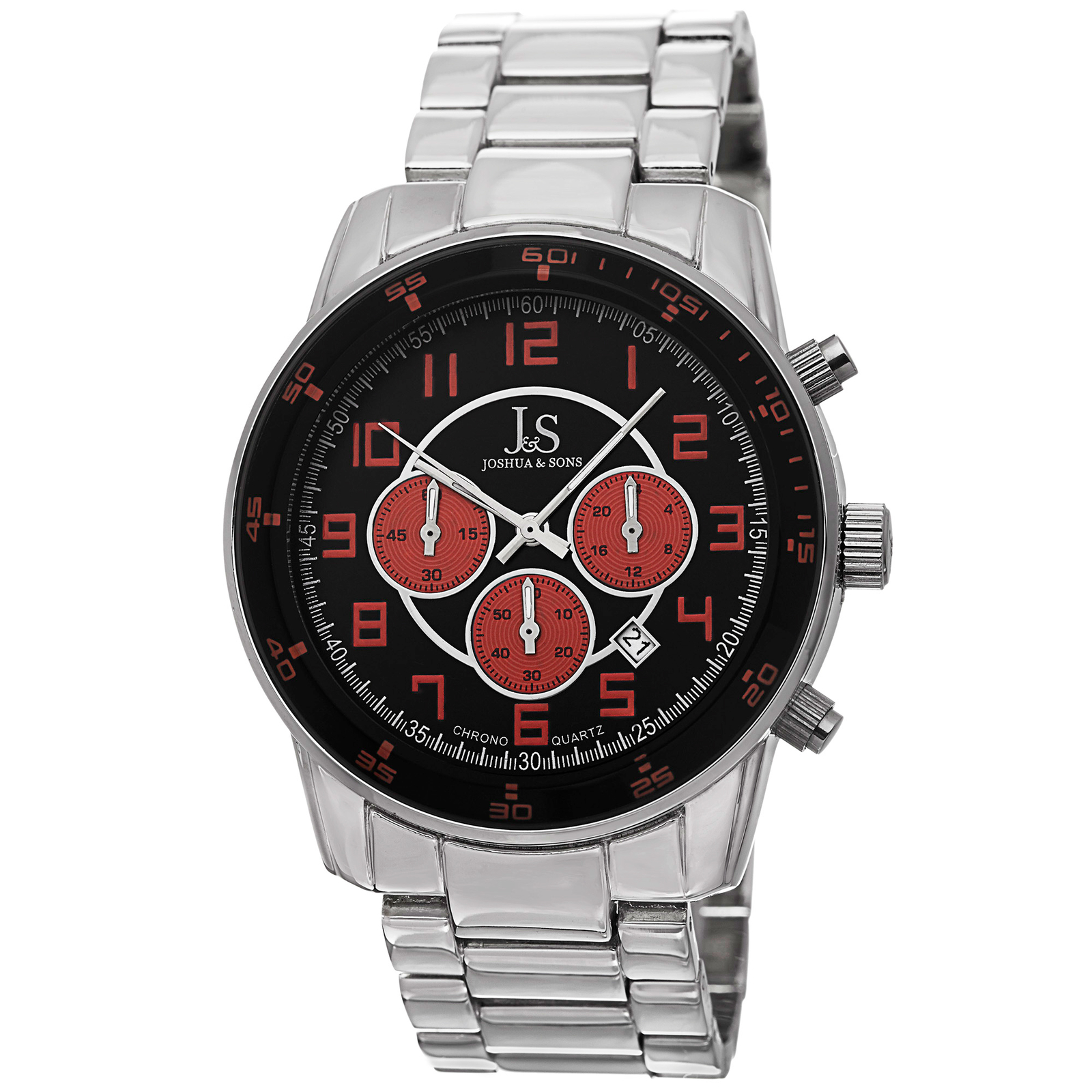 Men’s Joshua & Sons JS67OR Quartz Chronograph Date Silver-tone Bracelet Watch