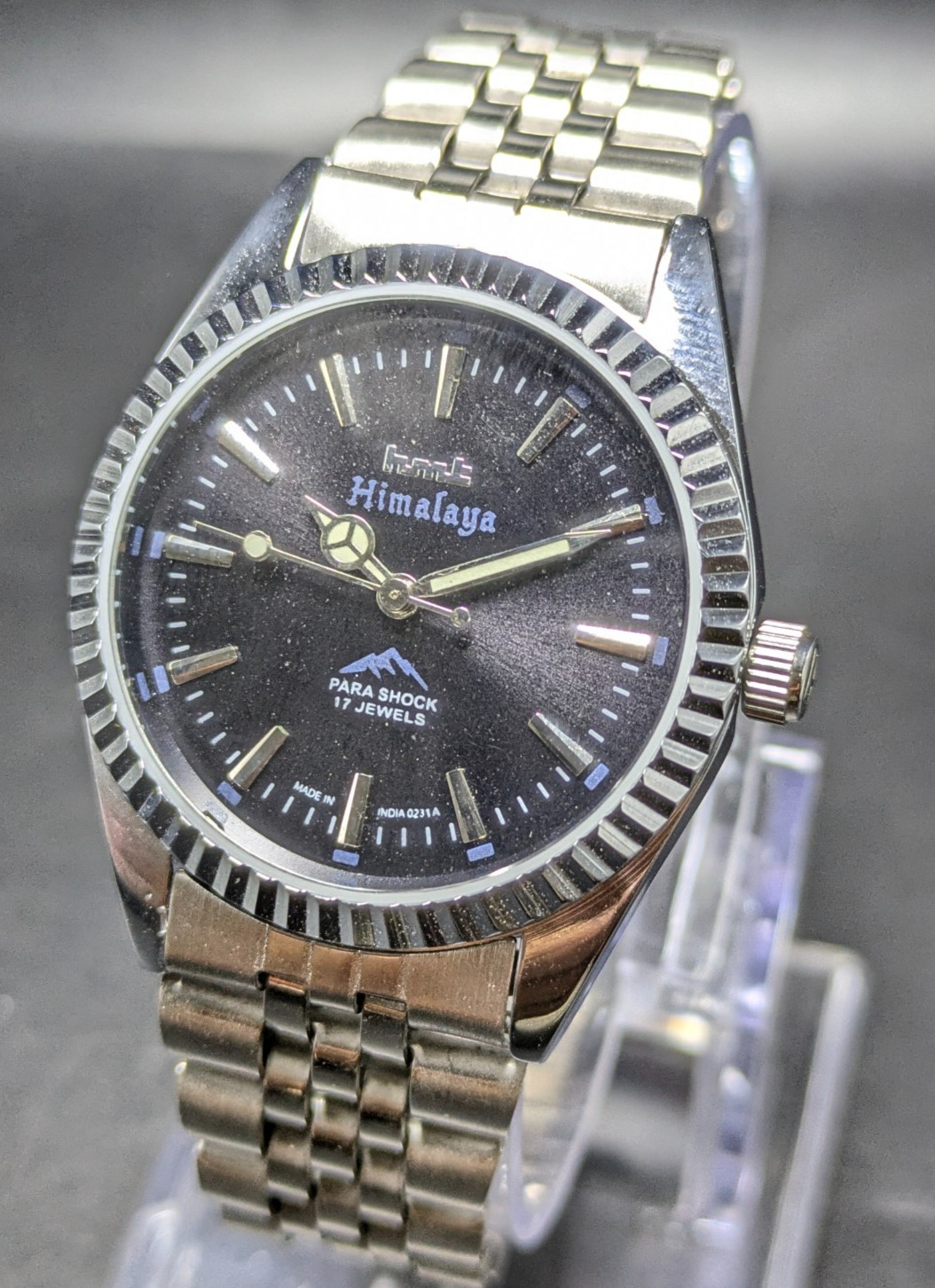vintage HMT HIMALAYA manual winding 17 jewels black dial men’s watch