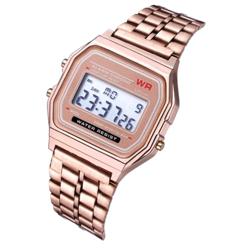 F91W Non-Waterproof Steel Band Watch For Women, Men, Business