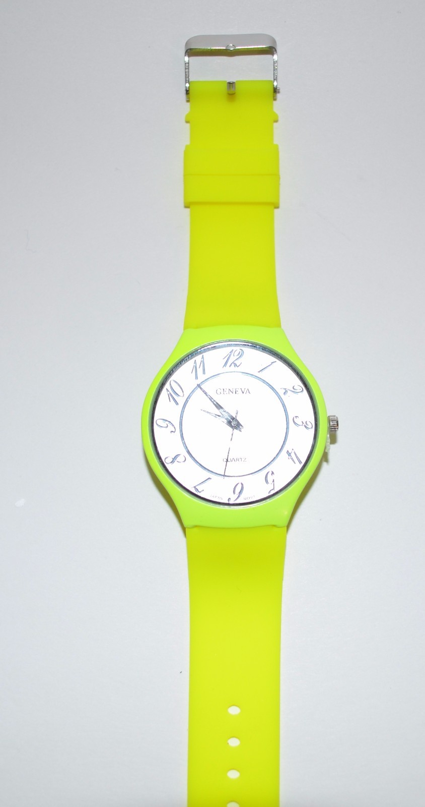 NEW-GENEVA NEON SILICONE YELLOW,PINK,ORANGE & AQUA BLUE ROUND DIAL WATCH