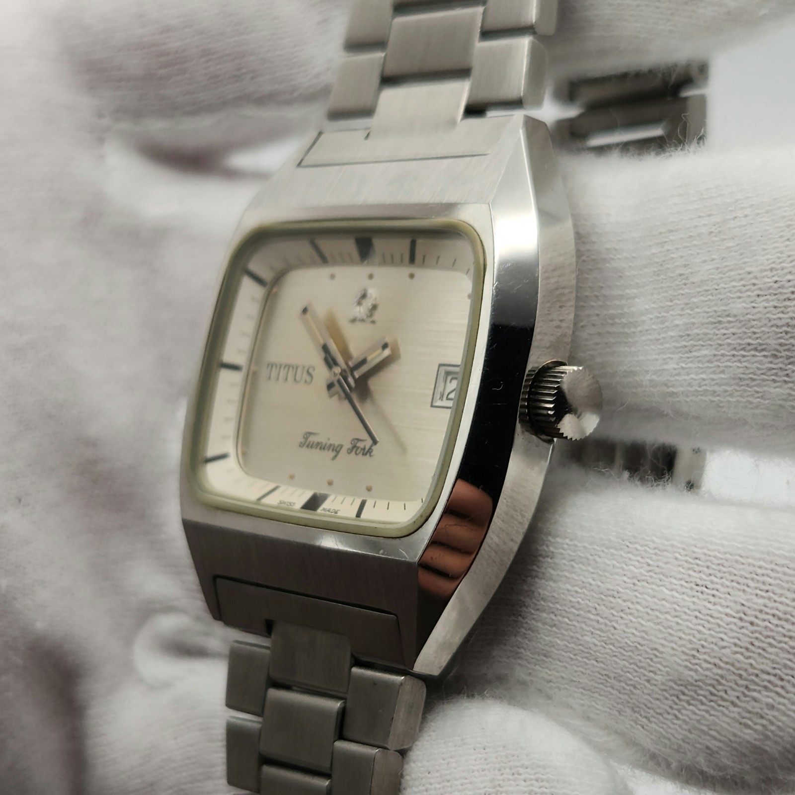 Titus Tuning Fork Men’s Silver Tone Vintage Swiss Made Watch – PARTS / REPAIR