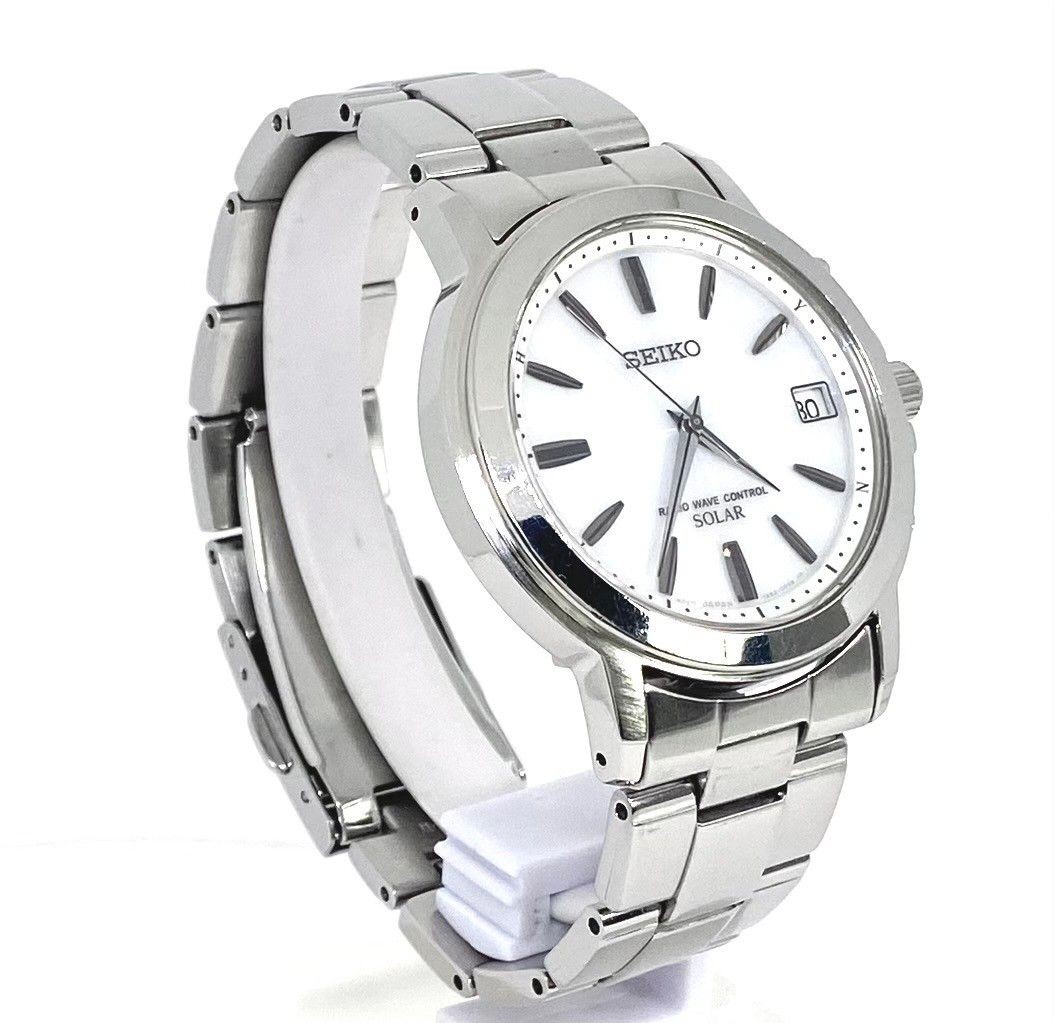 SEIKO 7B52 Radio Solar Men’s Watch White Dial Used