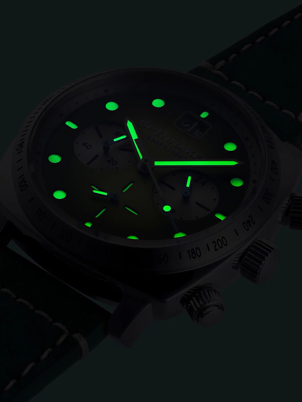 Spinnaker SP-5068-06 Mens Watch Hull Chronograph Shire Green 42mm 10ATM