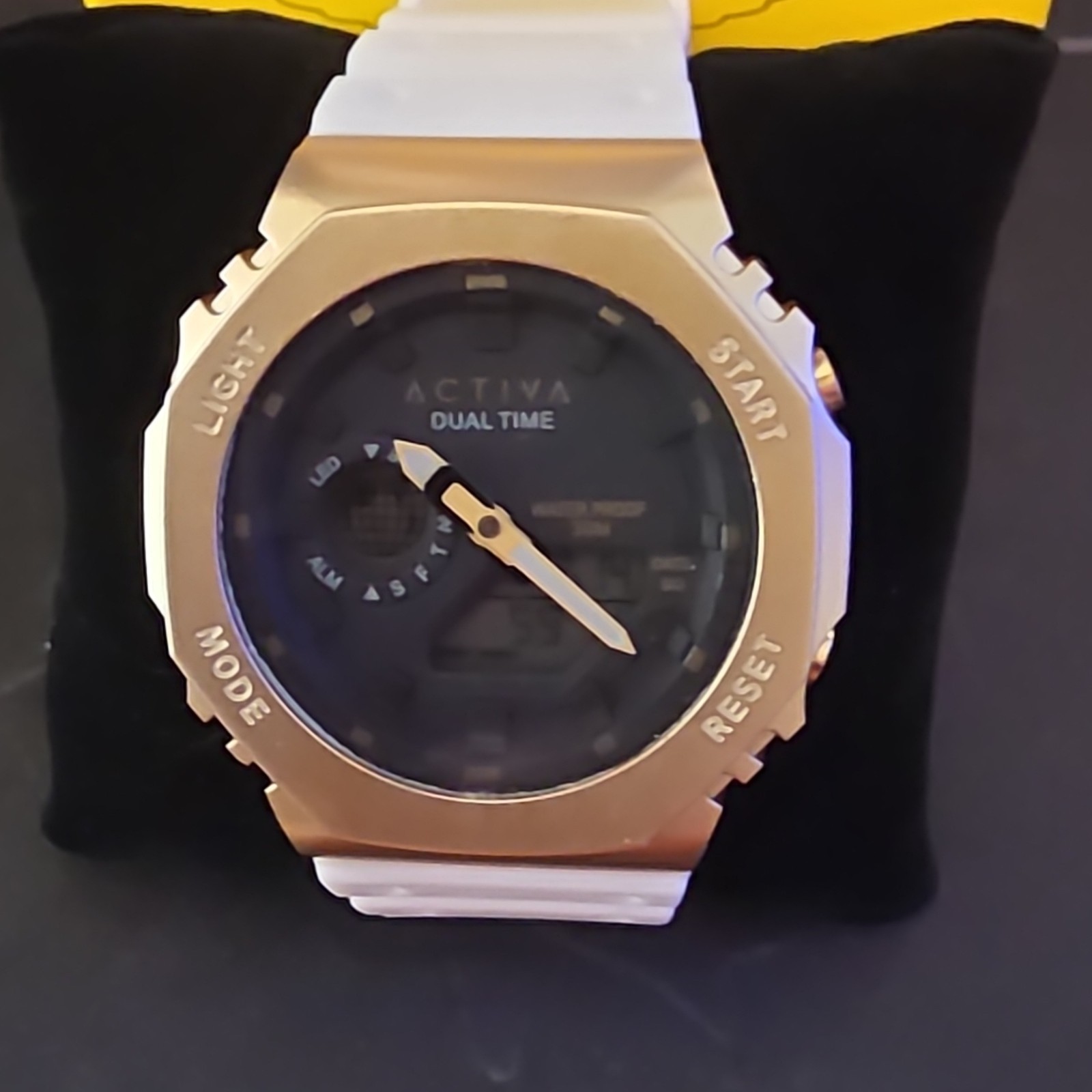 Activa Dual Time Analog-Digital Quartz Watch Alarm Date 30m White Resin