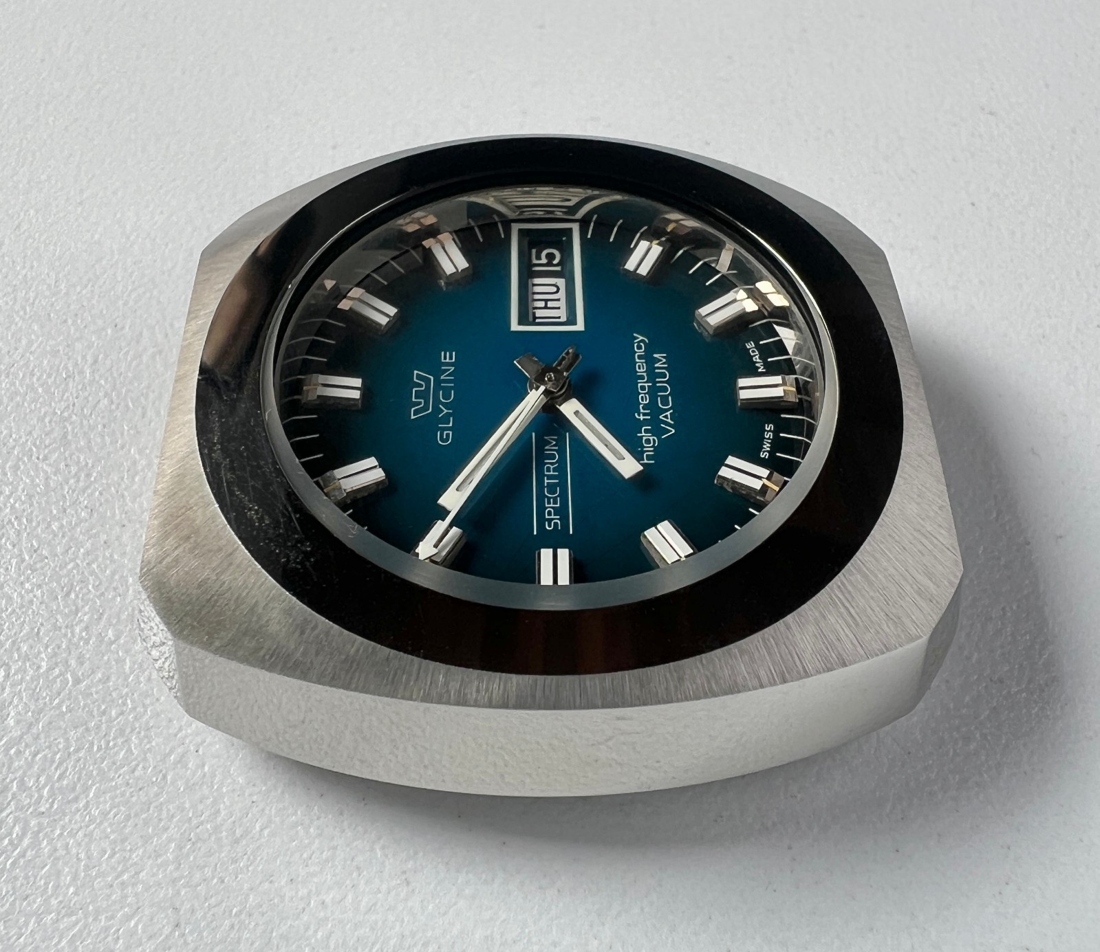 Glycine High Frecuency Automatic Watch Vintage Men Spectrum Vacuum NOS Blue Dial