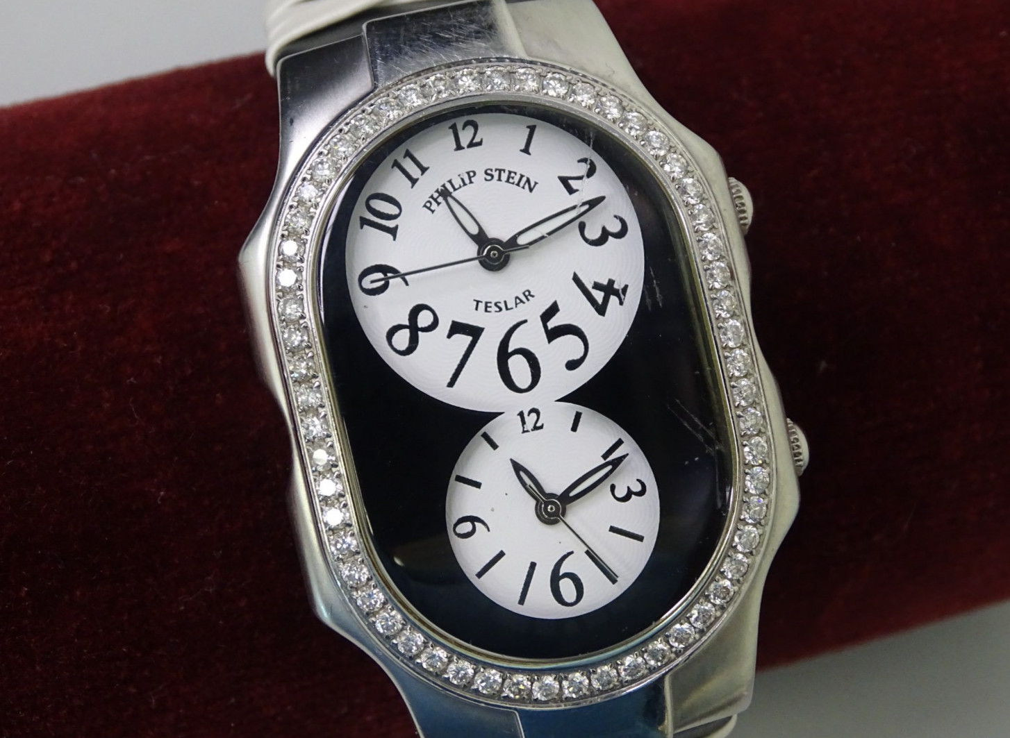 Philip Stein Teslar Dual Time genuine 1ct Diamond Watch (17433-Time)