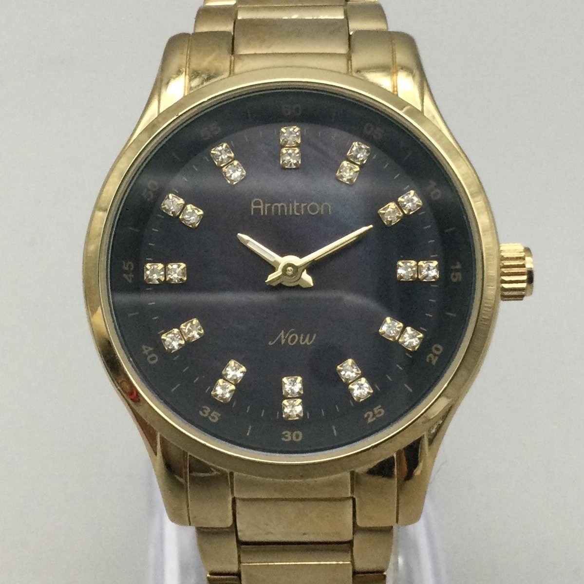 Armitron Now Womens Watch 32mm Blue Gold Tone Crystals New Battery 6.75″