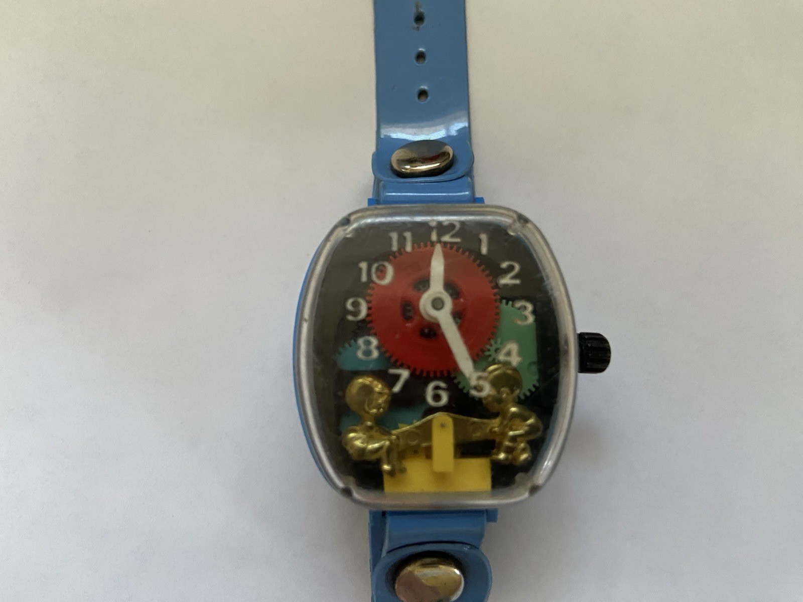 Vintage Non- Working Kids Animated Mechanical Wind-Up SEE-SAW Watch Merry Mfg Co