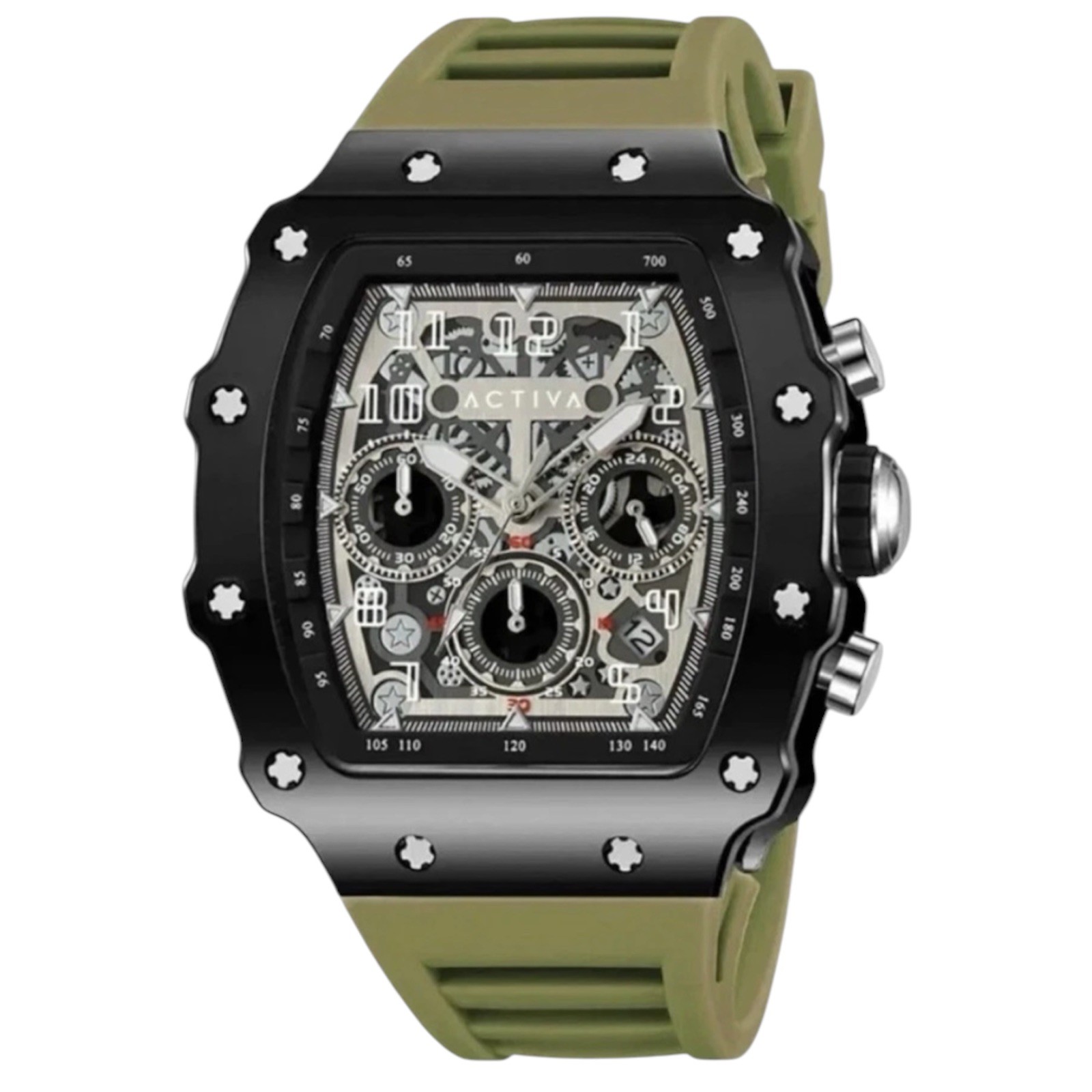 Activa Circuit X Invicta Skeleton Dial PC Case Material Olive / Black Watch NEW