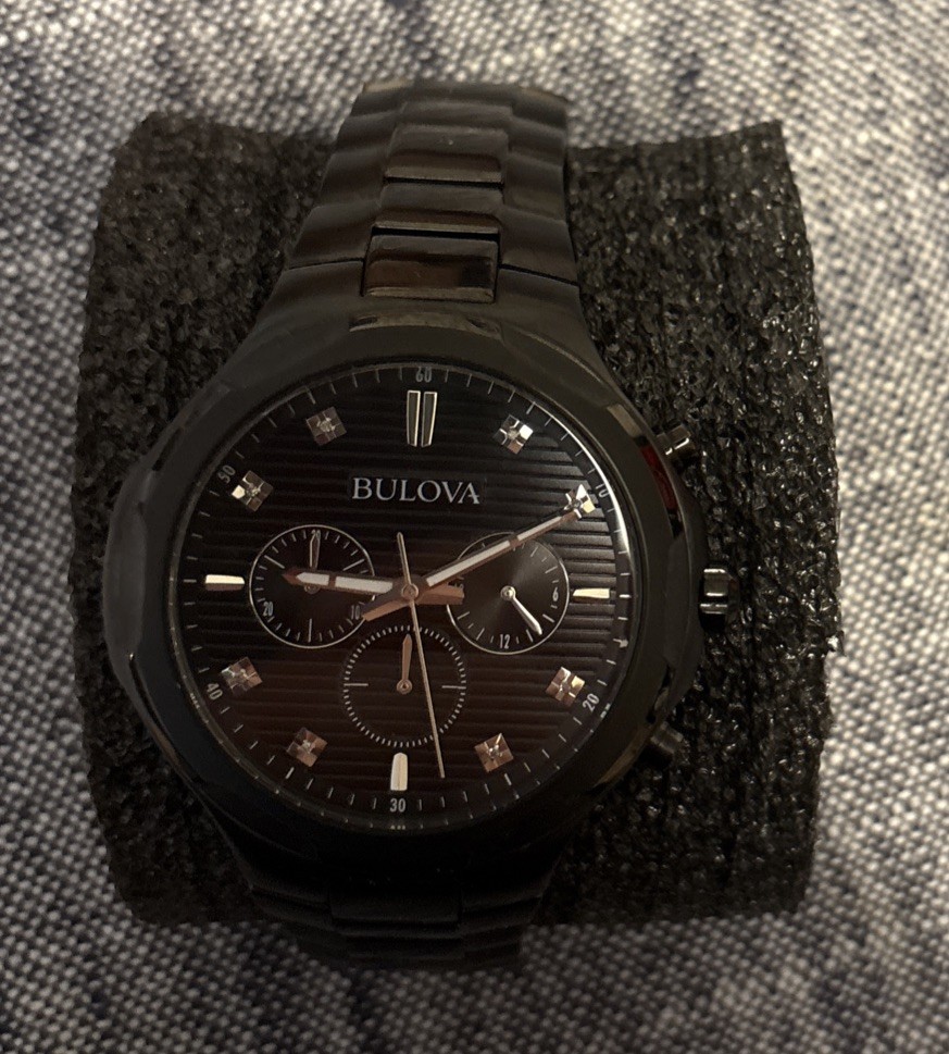 Bulova Men’s Classic Sport Chronograph Black Dial Watch – 98D147