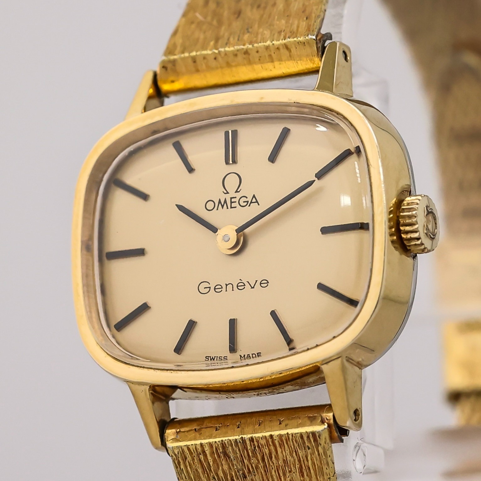 *Vintage 1974 w/Paper* OMEGA Geneve Cal.625 Manual Winding Gold Dial 25mm Ladies