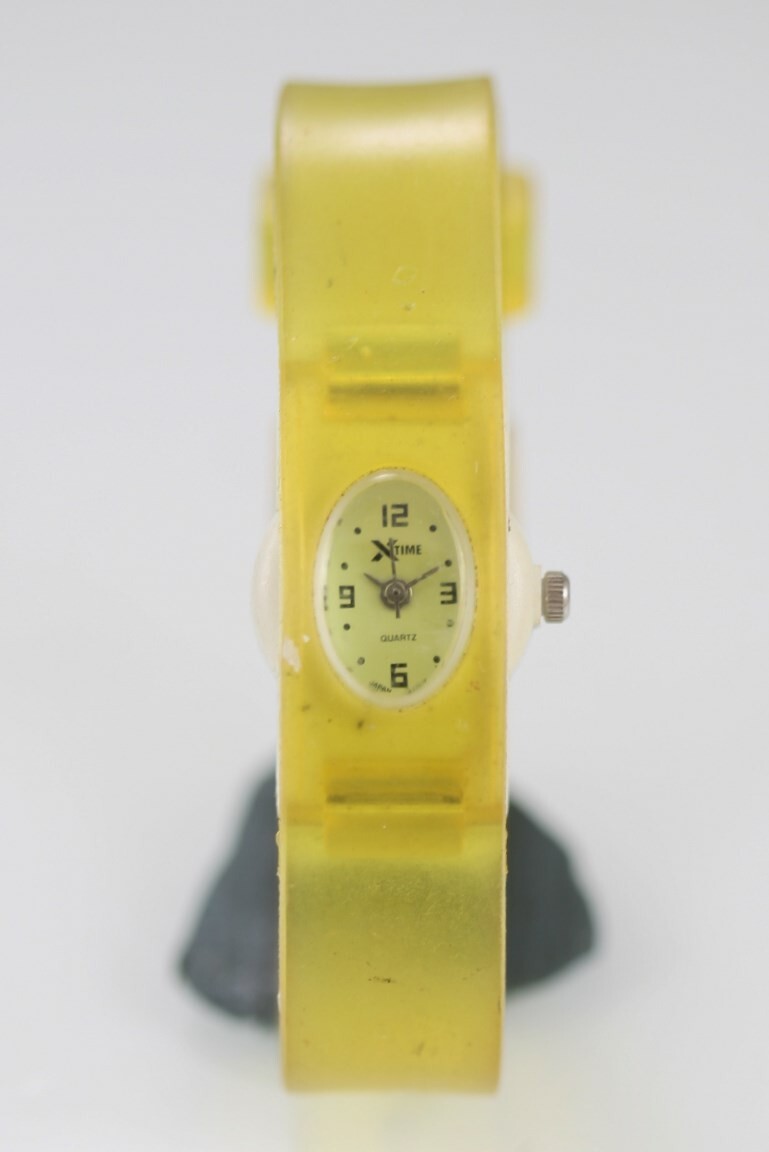 XTime Watch Women White Yellow Plastic Water Resistant Gray Battery Quartz