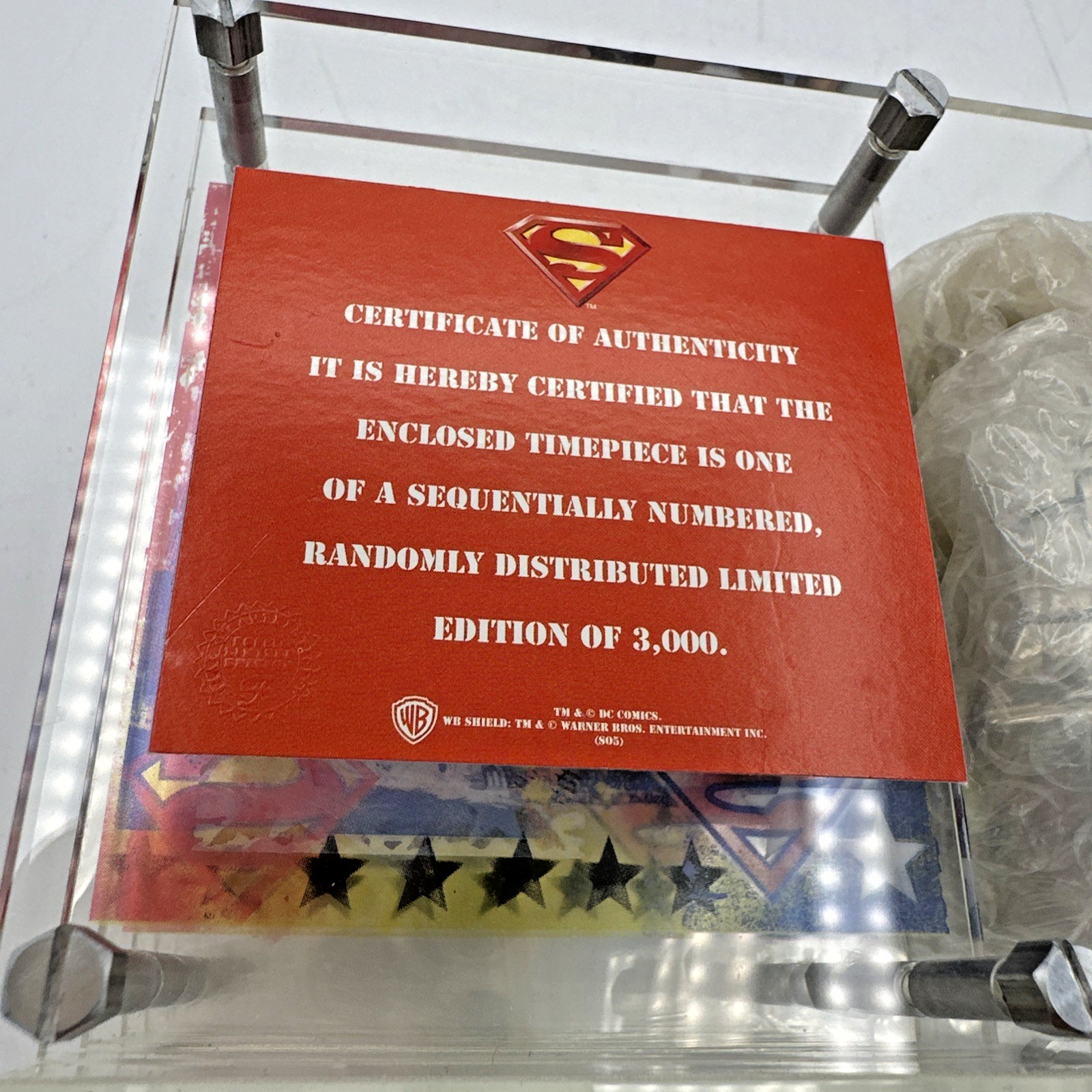 Fossil Superman Watch & Acrylic Case NIB Limited 2376 of 3000 Never Worn