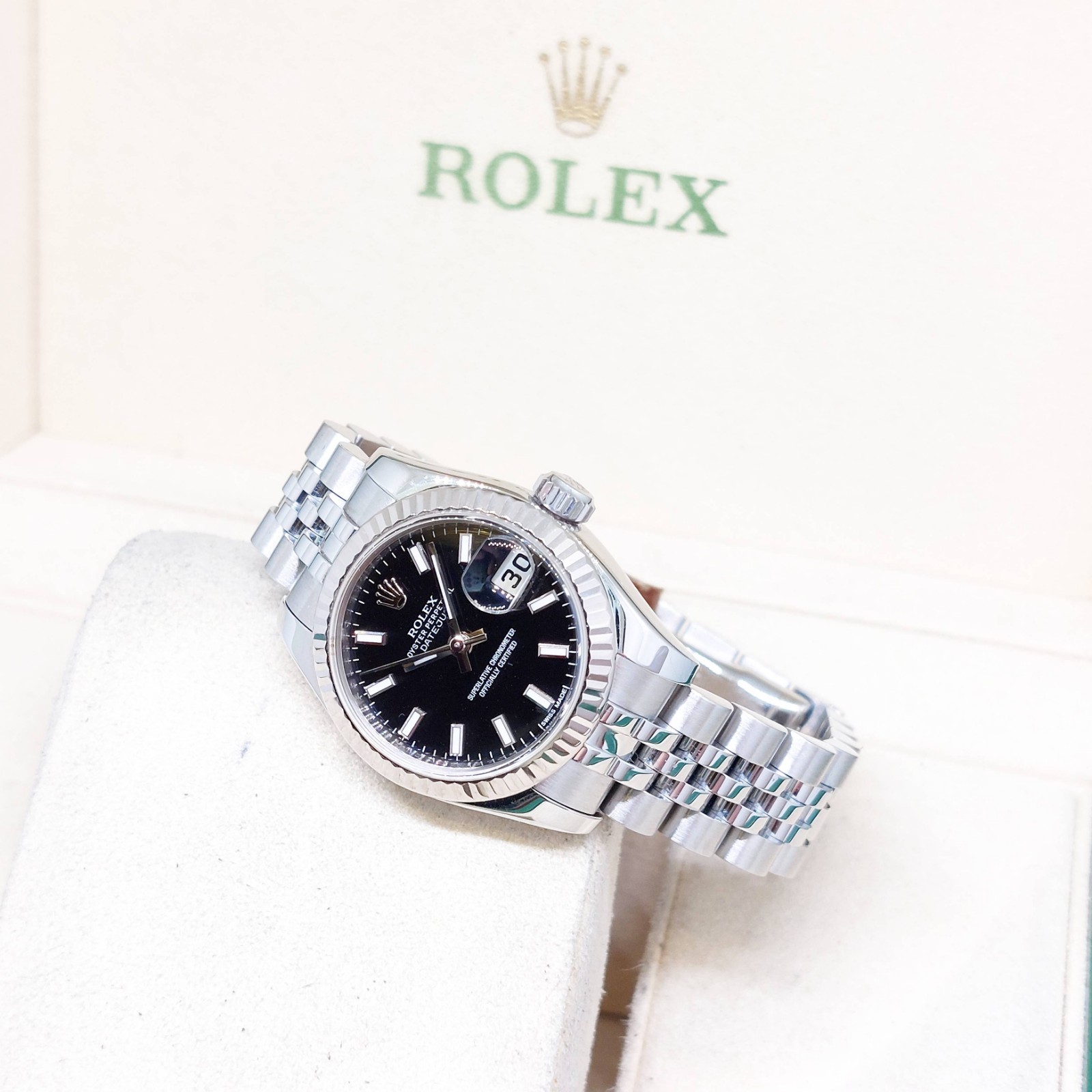 Rolex 26mm Oyster Perpetual Black Batons Dial Lady Datejust REF: 179174 (2016)