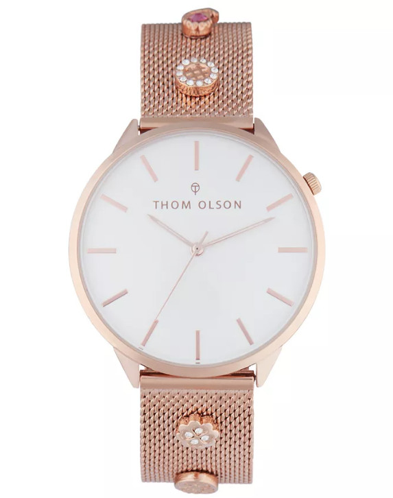 Thom Olson Women’s Rose Gold-Tone Mesh Bracelet Watch 40mm F1820
