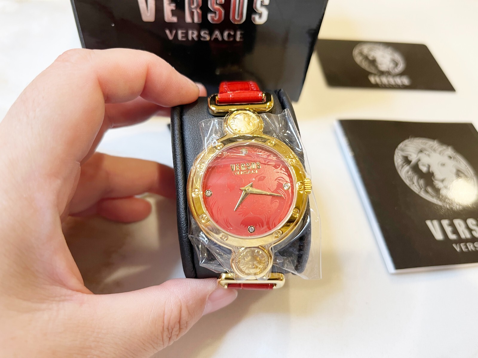 Versus by Versace Women’s SOL030015 Sunnyridge Red Dial Leather Band Watch