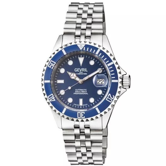 Men’s Gevril 4851B Wall Street Ceramic Bezel Swiss Automatic Watch