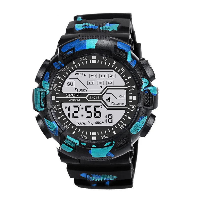Outdoor Sport Men Watch Multifunction Large Screen LED Electronic Waterproof
