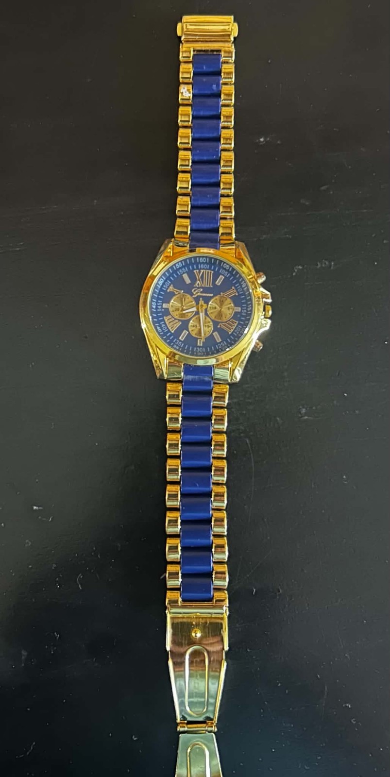 Watch Men’s Stylish Gold Blue Quartz Luxury Business Gift