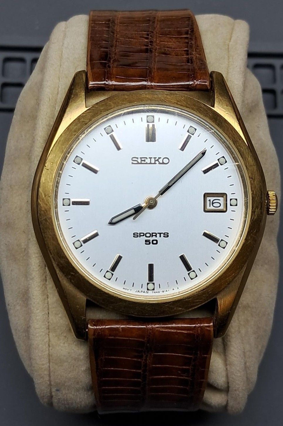 Vintage Seiko Men’s Watch, Sports 50, 7N42-8079 w/ Gold-Toned Case – #140
