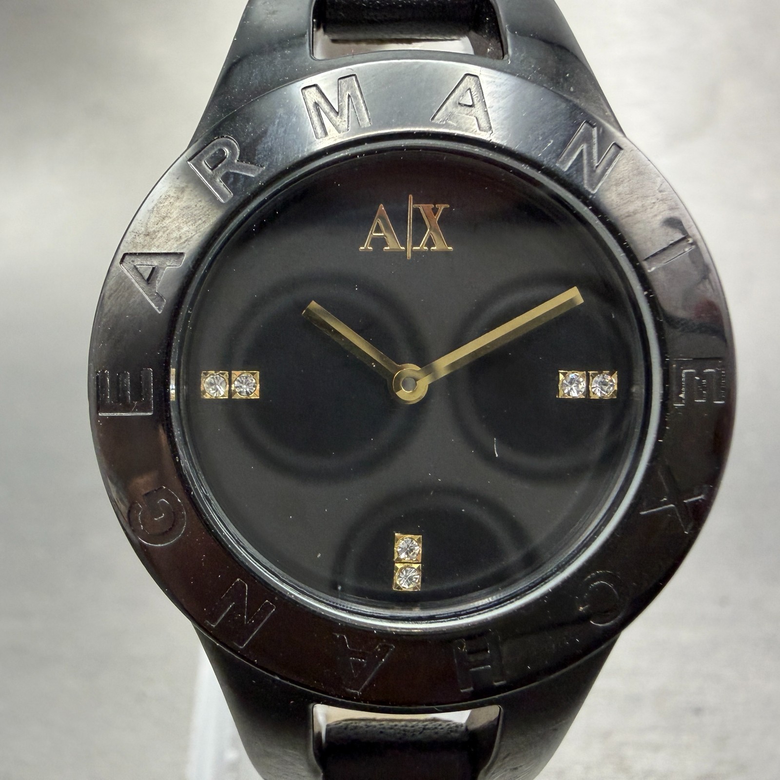 Armani Exchange Watch Women Black Dial Black Tone Round AX4125 New Battery
