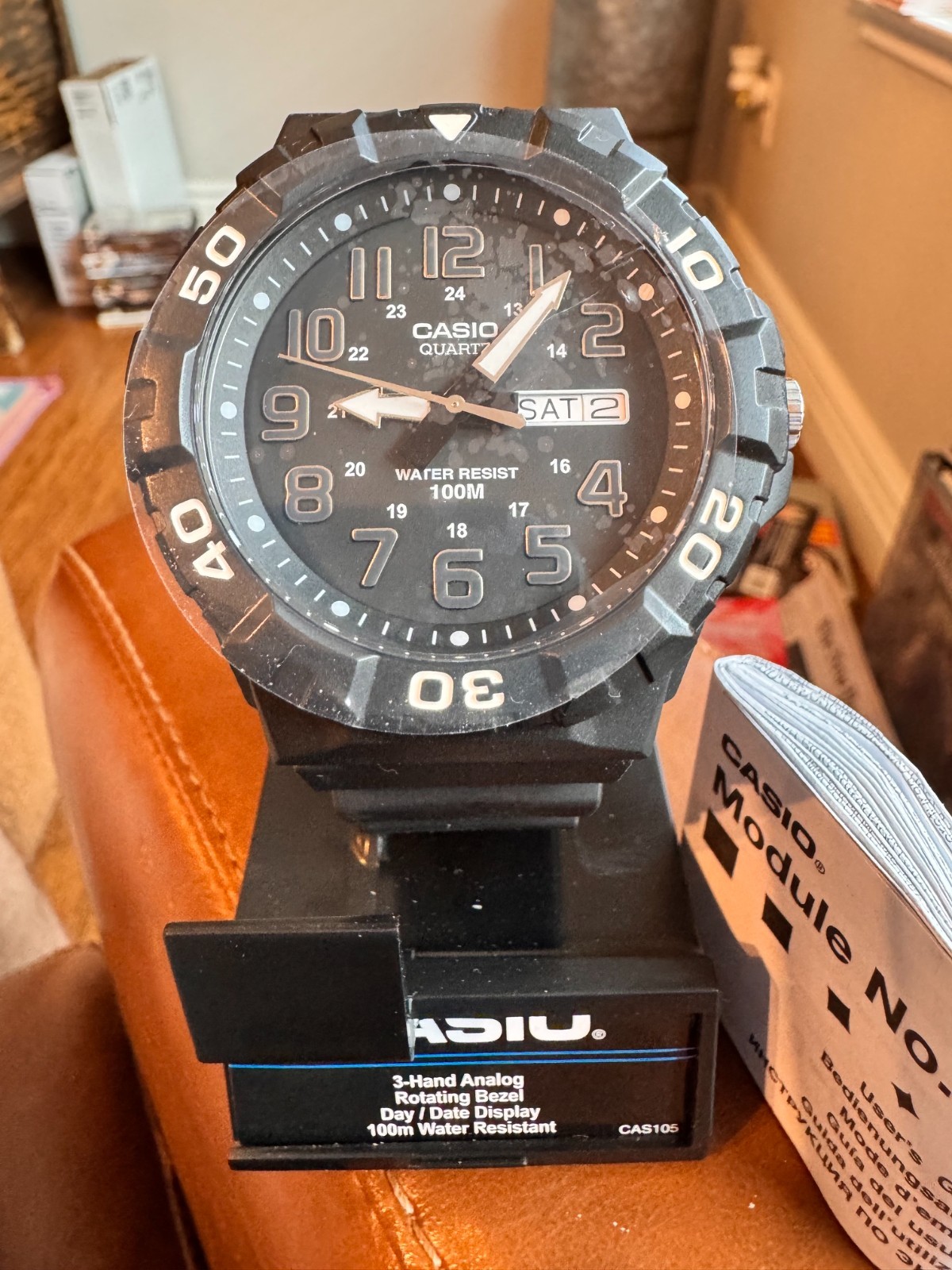 Casio 5474 MRW-210H Mens Watch 50mm Black Dial Resin Band Day Date NEW