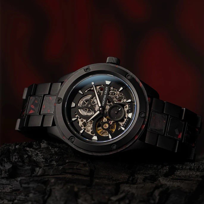 BRAND NEW ORIGINAL GRAIN RUGGED FOREST FIRE EMBER AUTOMATIC 44MM MENS WATCH