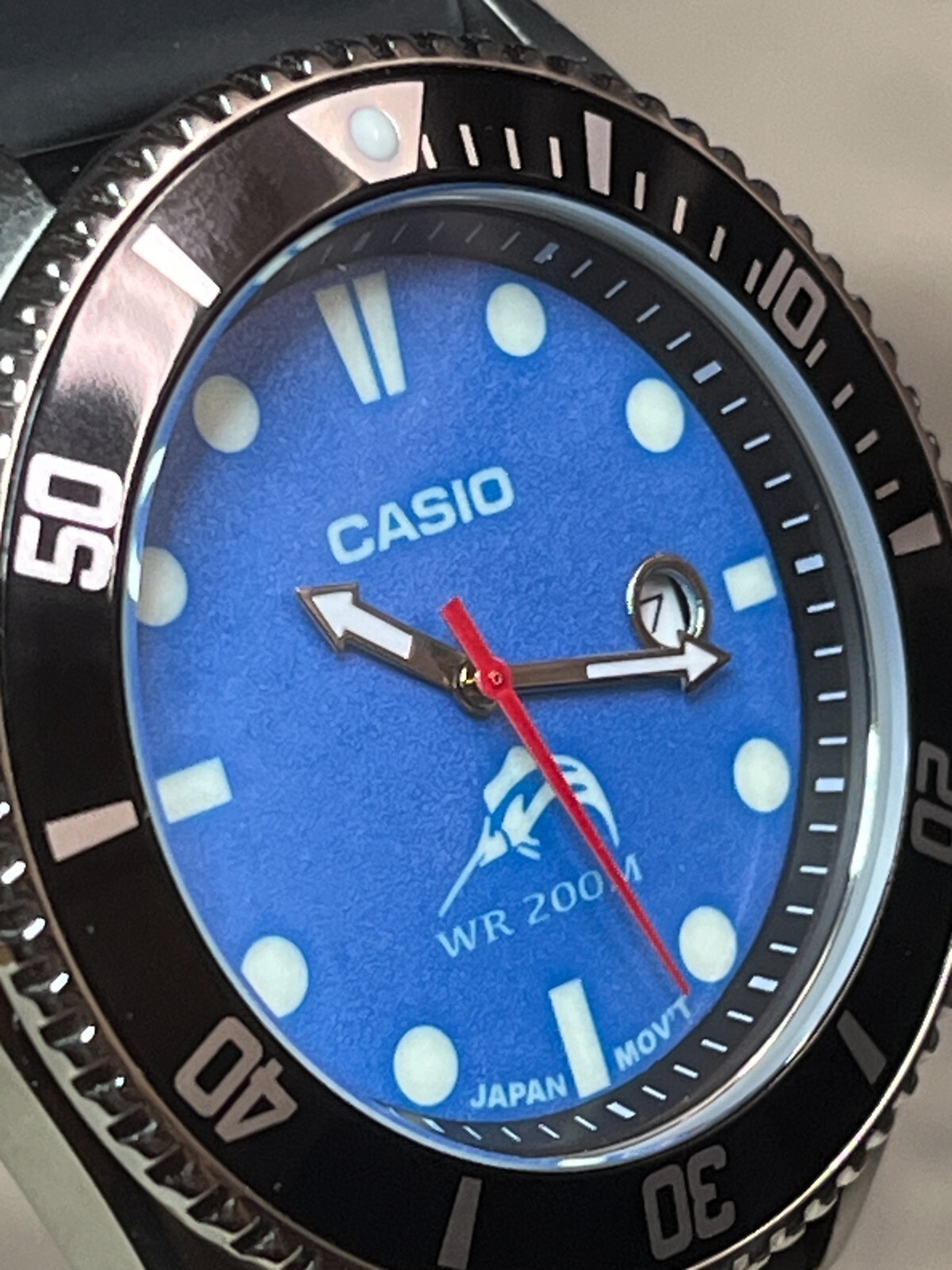 Watch Casio Duro MDV-106- MOD Blue Dial Luminous Green 200 Meter WR Date