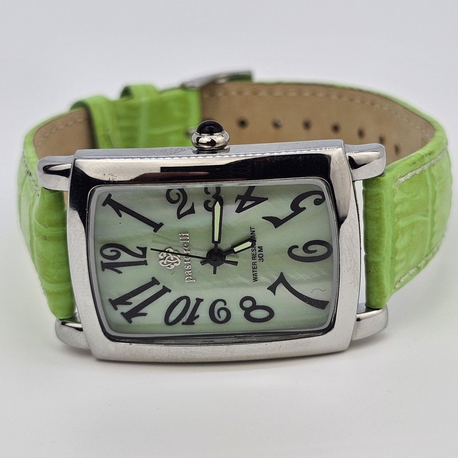 Pastorelli Women’s Watch 28MM Gray Dial Green Leather Band Straps New Battery