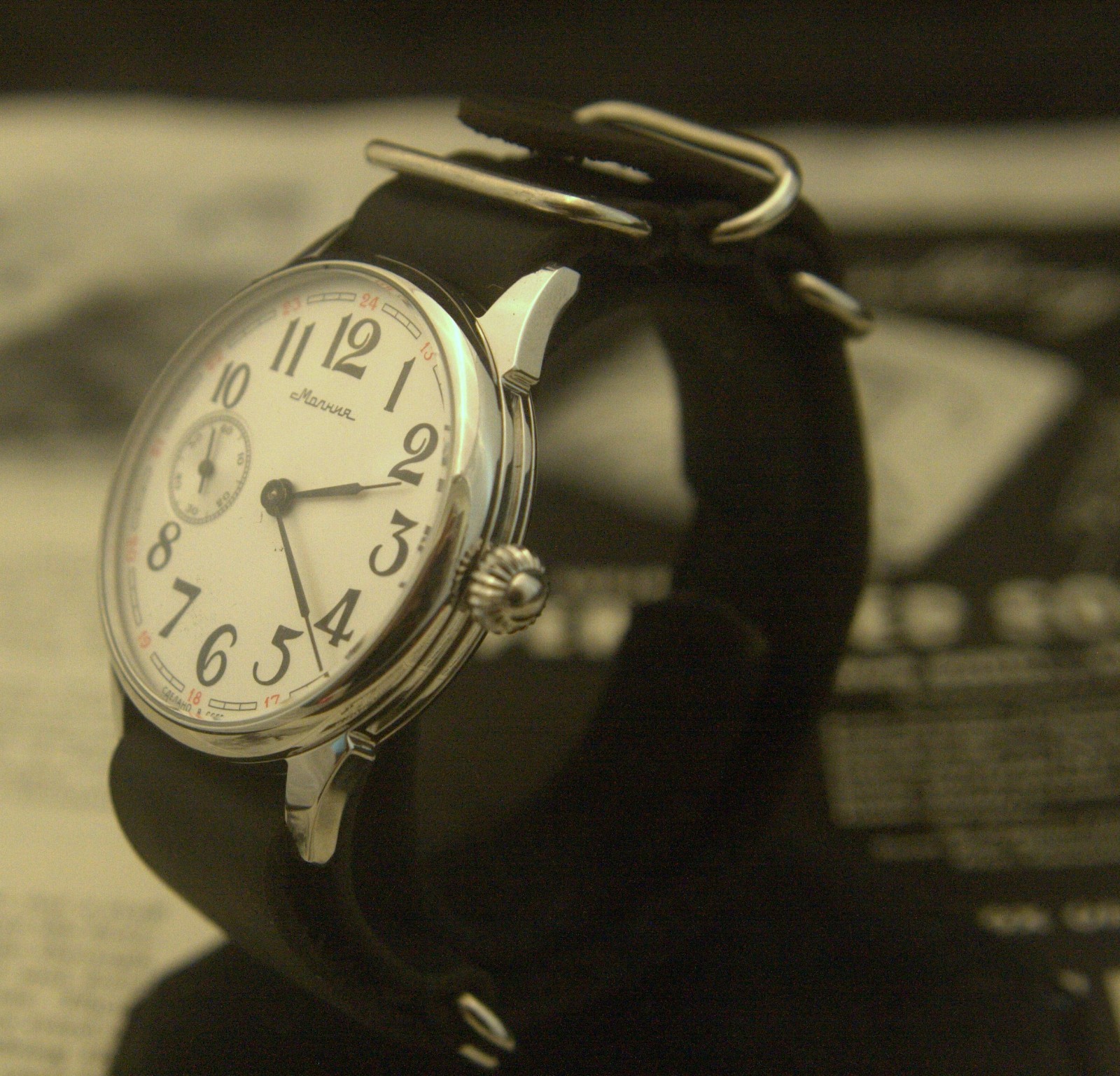 Serviced vintage men’s 1960’S MARRIAGE Molnija 16 jewel wristwatch conversion