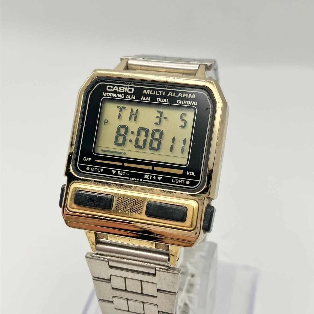 Working item CASIO MULTI ALARM digital wristwatch for men Casio Gold Silver