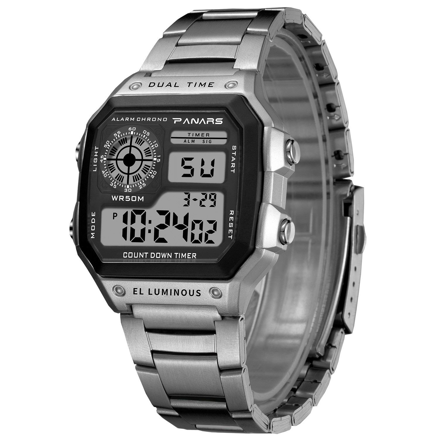 Men Digital Multi-Function Watch Dual Time Alarm Stopwatch Waterproof Watch Gift