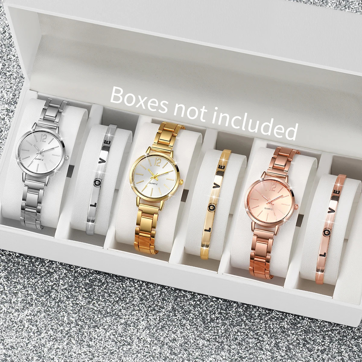 Fashion Women Elagant Watch Casual Simple Steel Strap Quartz Watch Love Bracelet