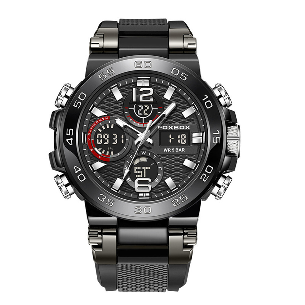 LIGE FOXBOX Men Digital Watch Sport Wristwatch Military Quartz Silicone Watches