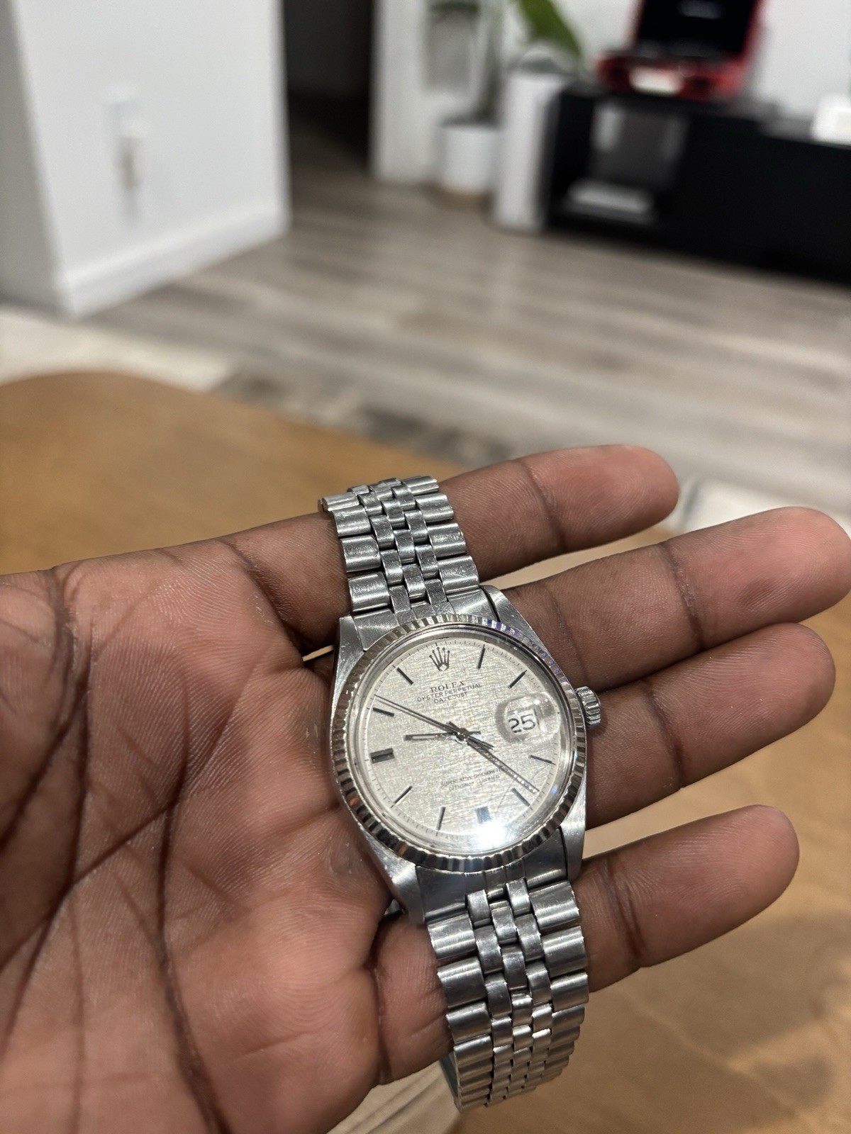 Rolex Datejust Linen Dial Stainless Steel 36mm Automatic Men’s Watch 1601